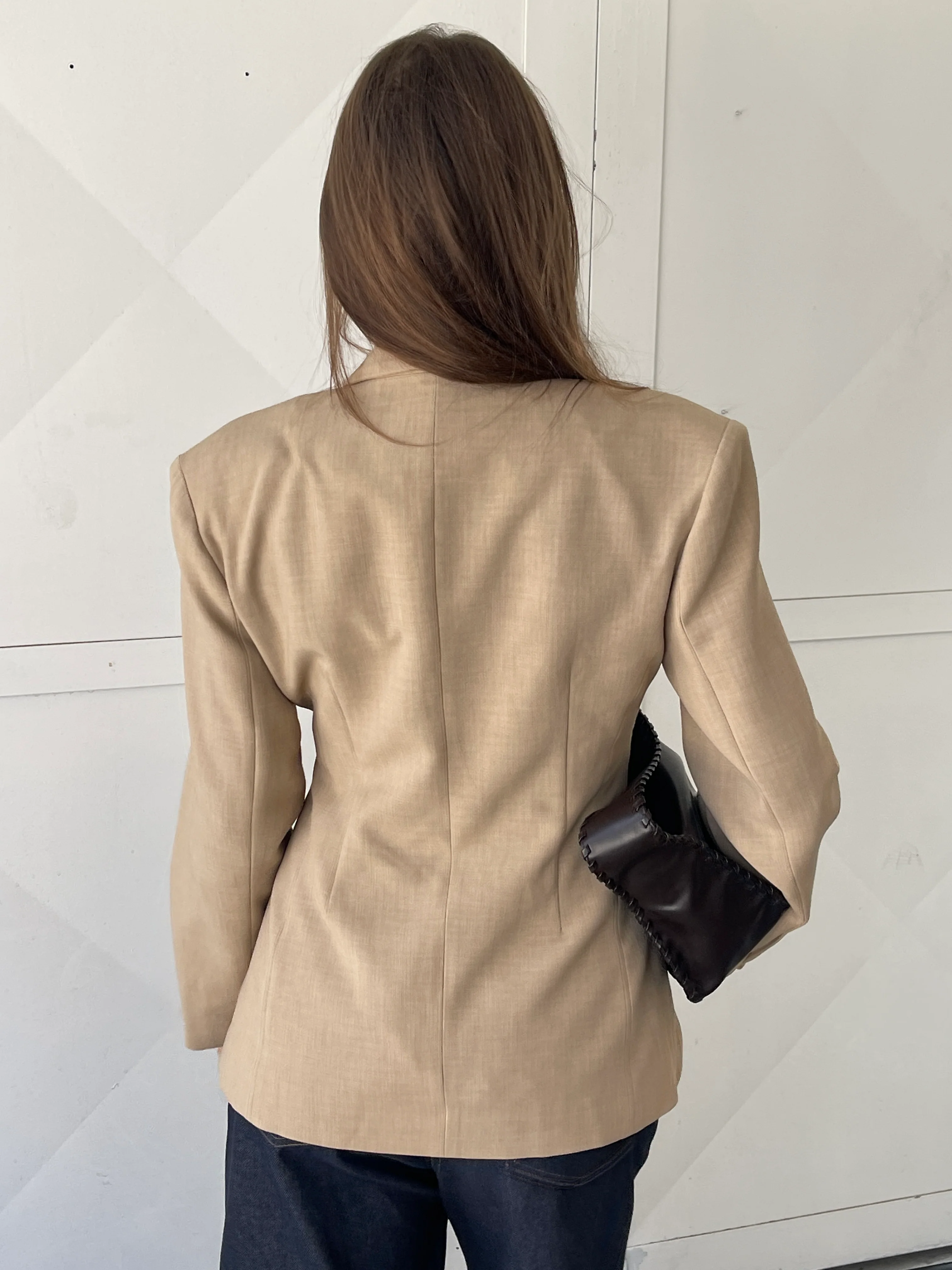 Cinched Waist Blazer Sand - Image 16