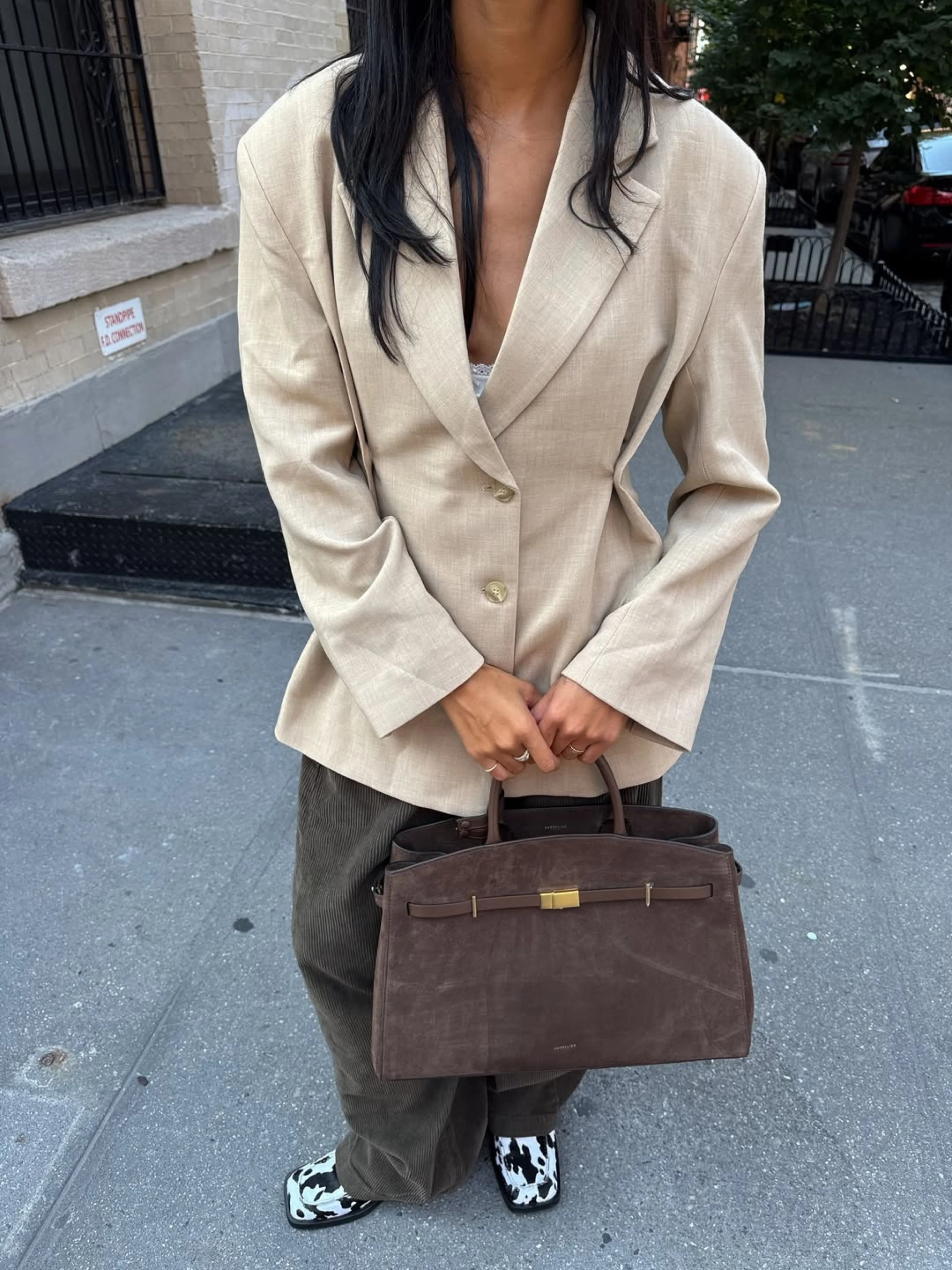 Cinched Waist Blazer Sand - Image 6