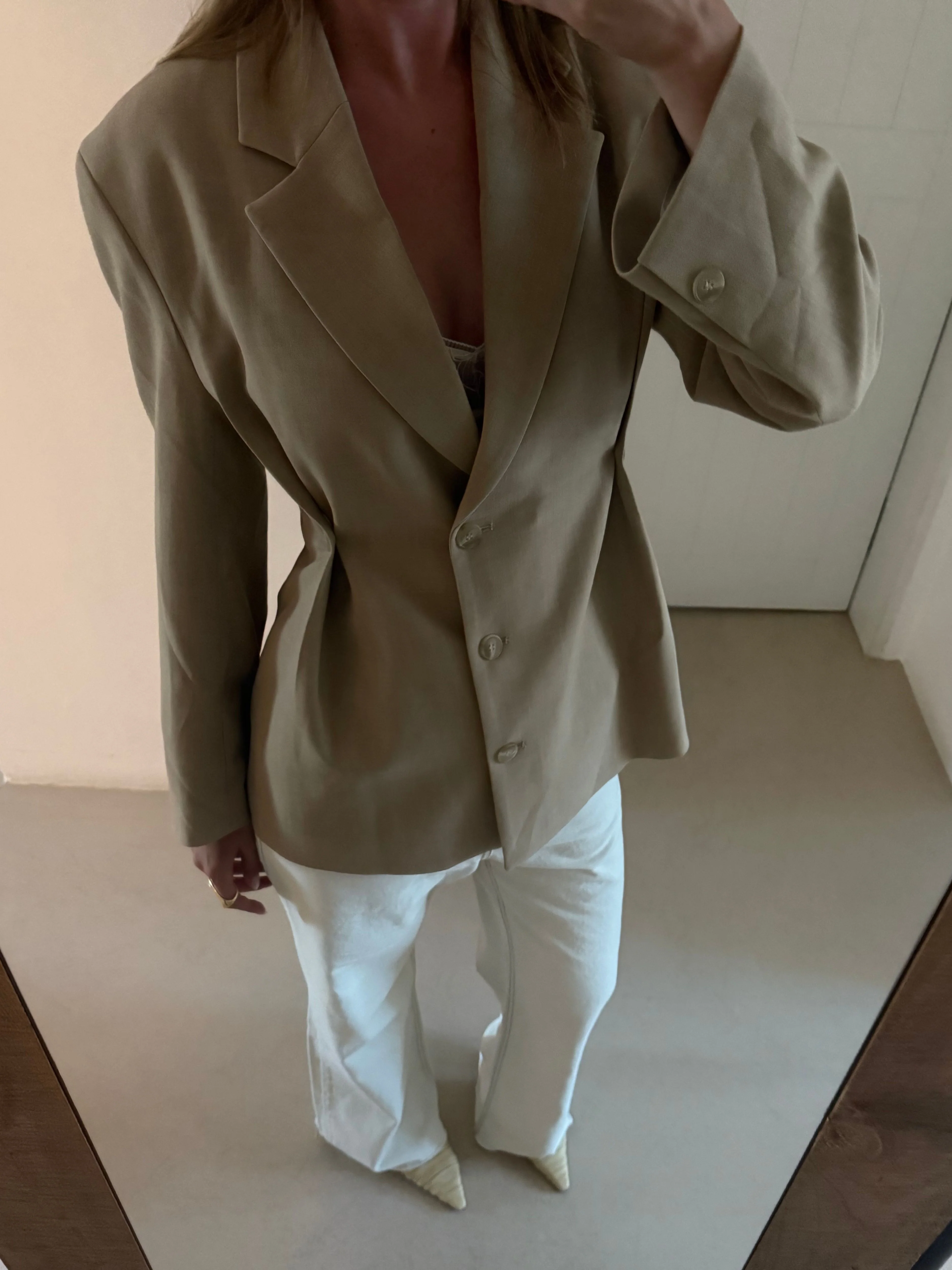 Cinched Waist Blazer Sand - Image 8