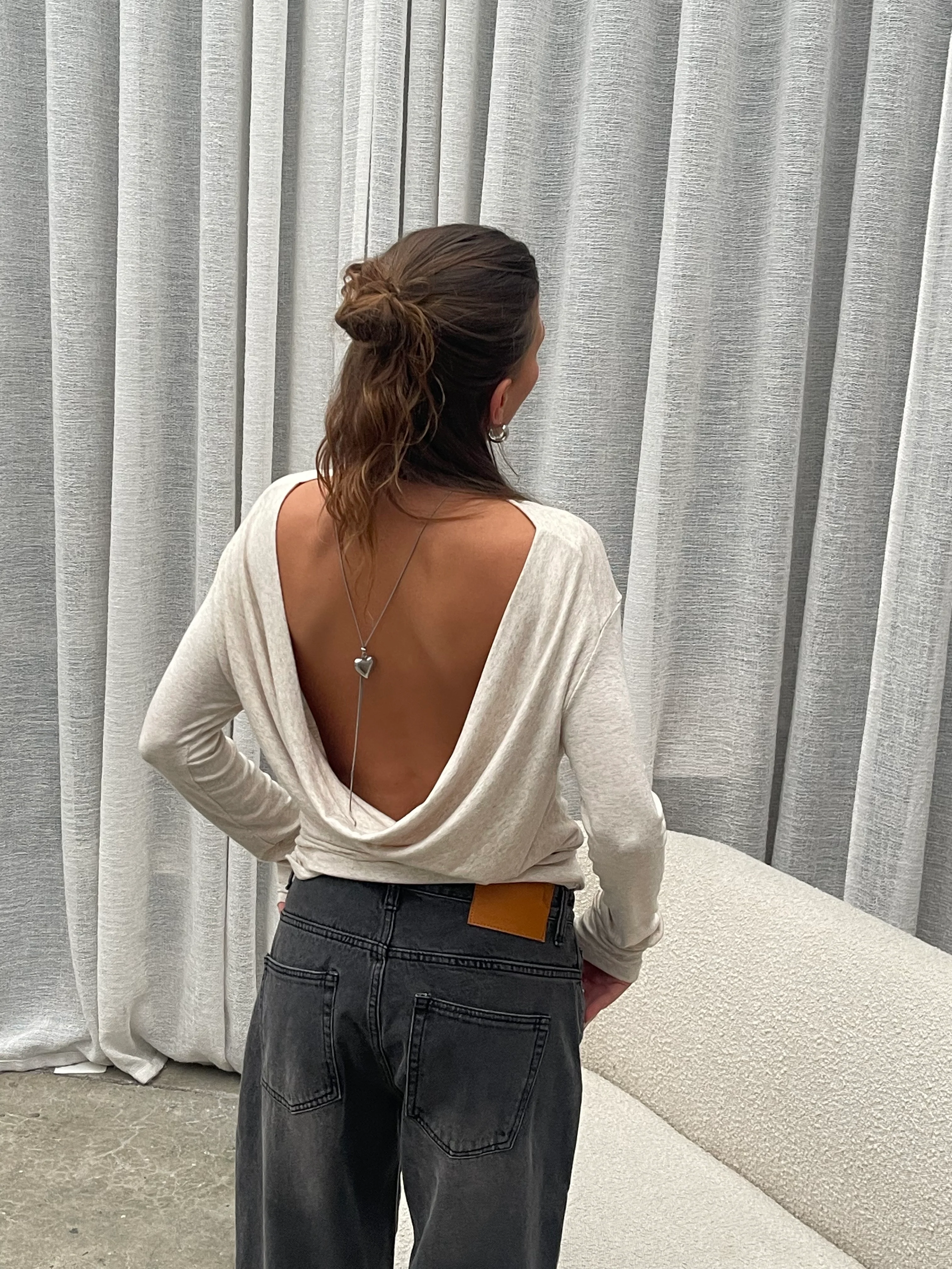 Draped Back Top Oatmeal - Image 12