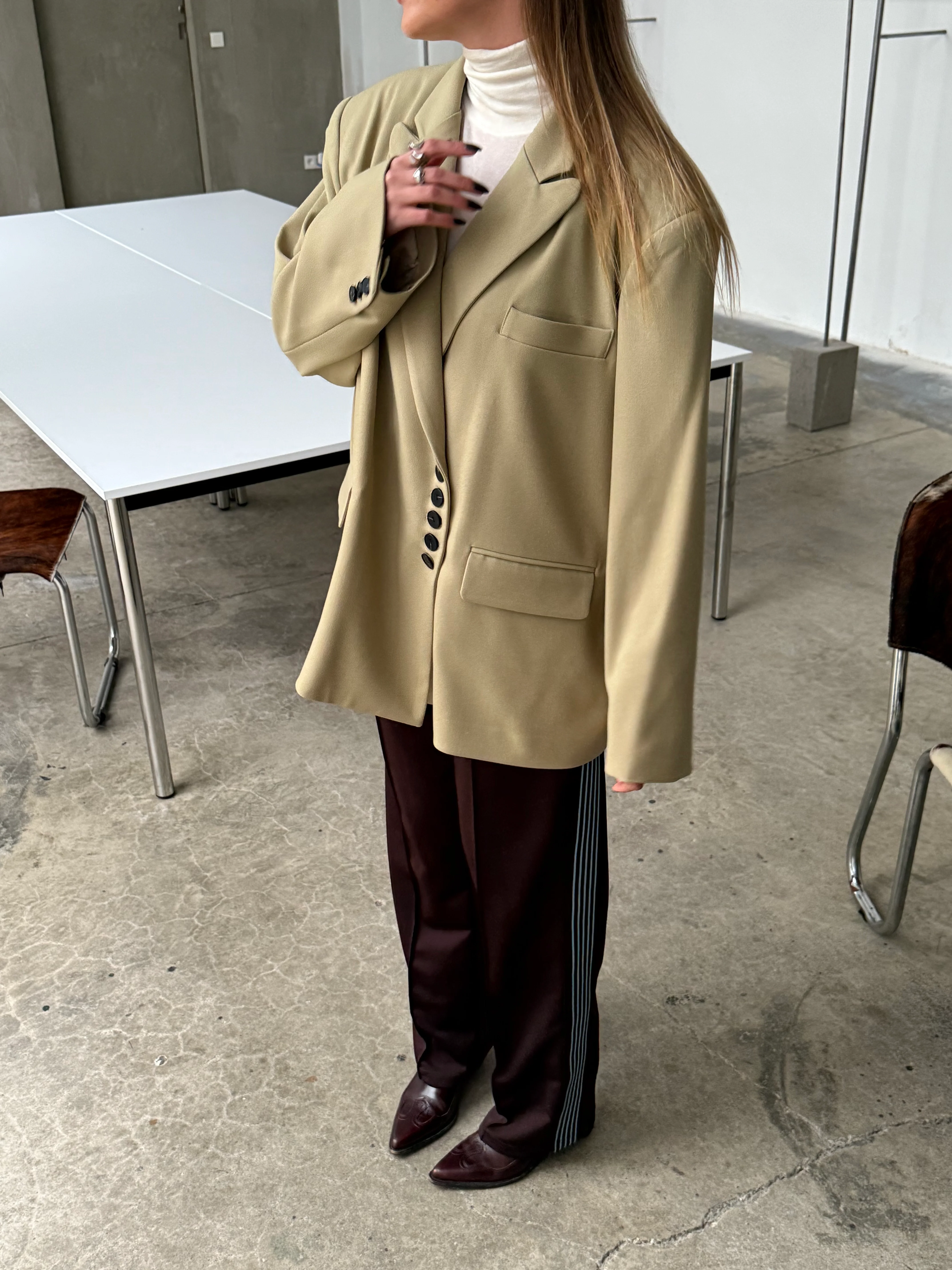 Oversized Multi Button Blazer Camel - Image 10