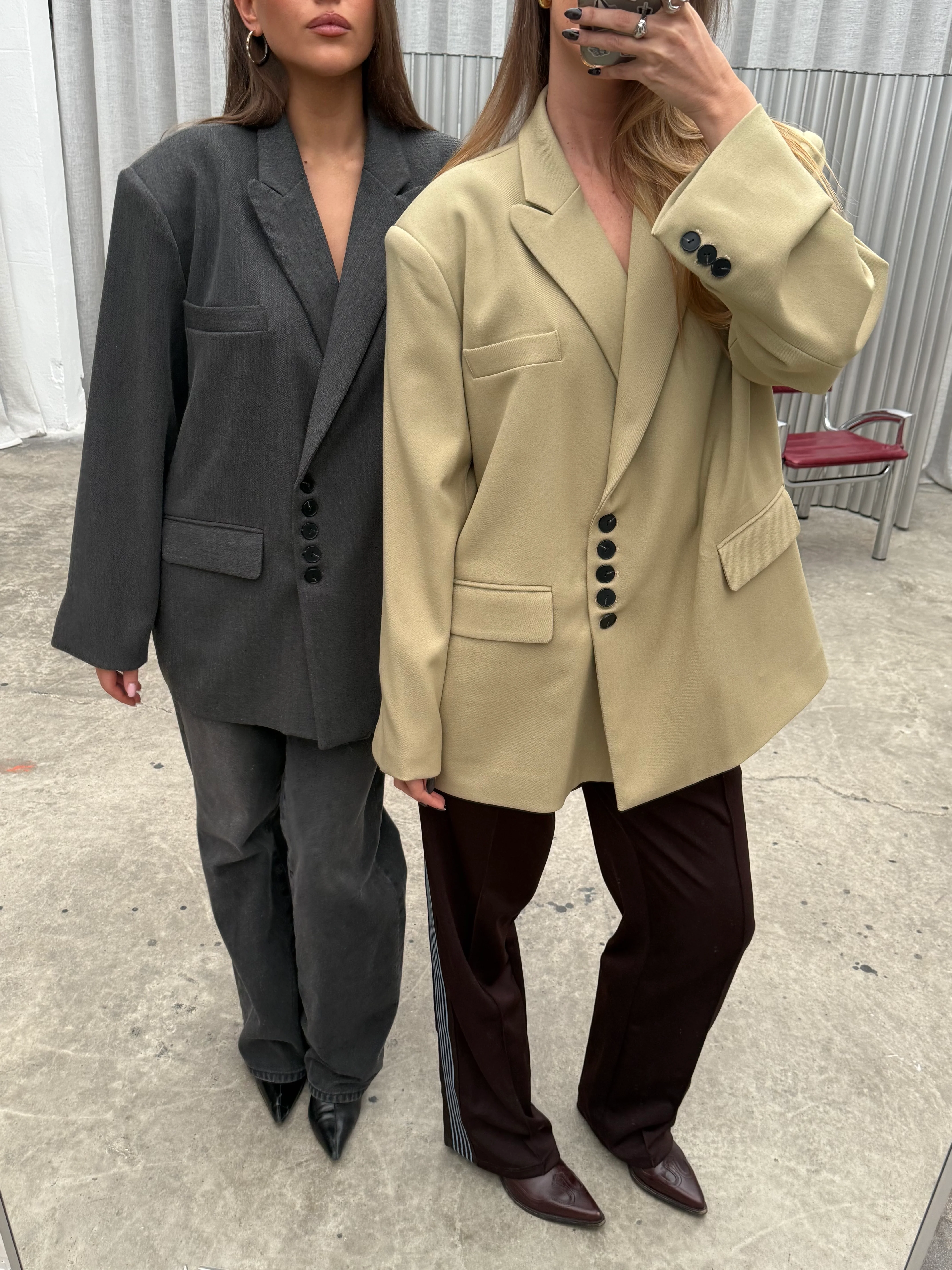 Oversized Multi Button Blazer Camel - Image 11