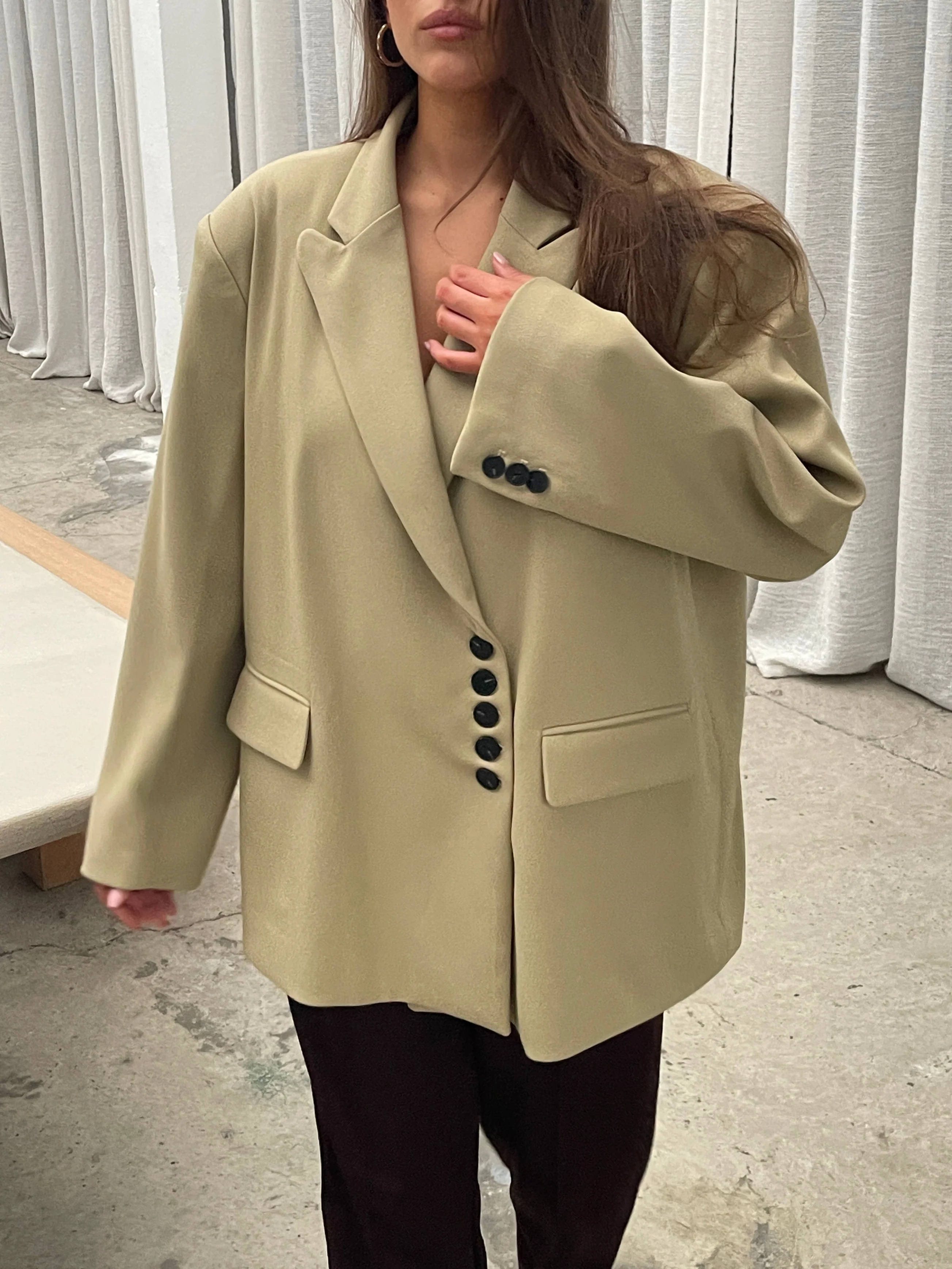 Oversized Multi Button Blazer Camel - Image 12