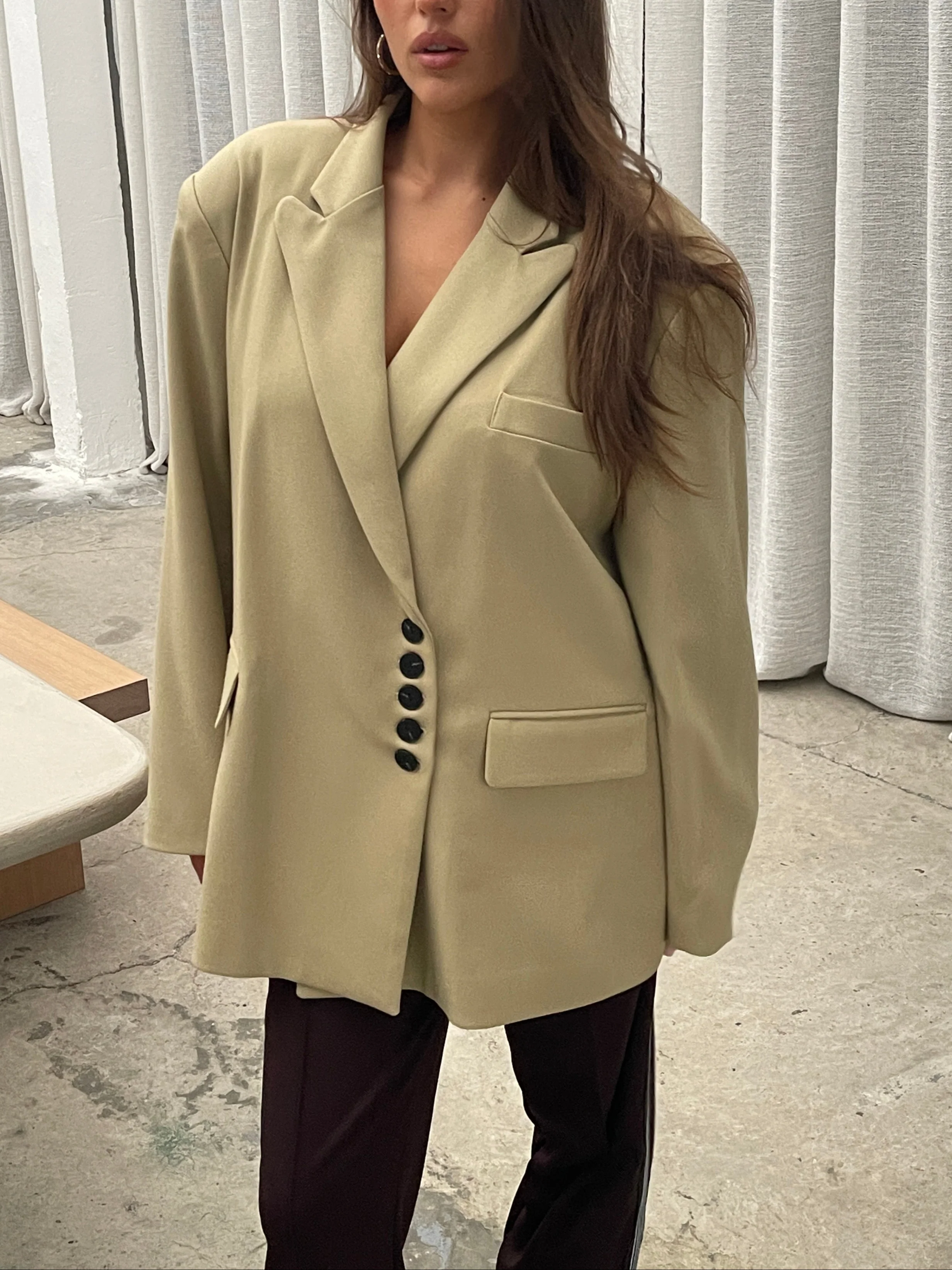 Oversized Multi Button Blazer Camel - Image 8