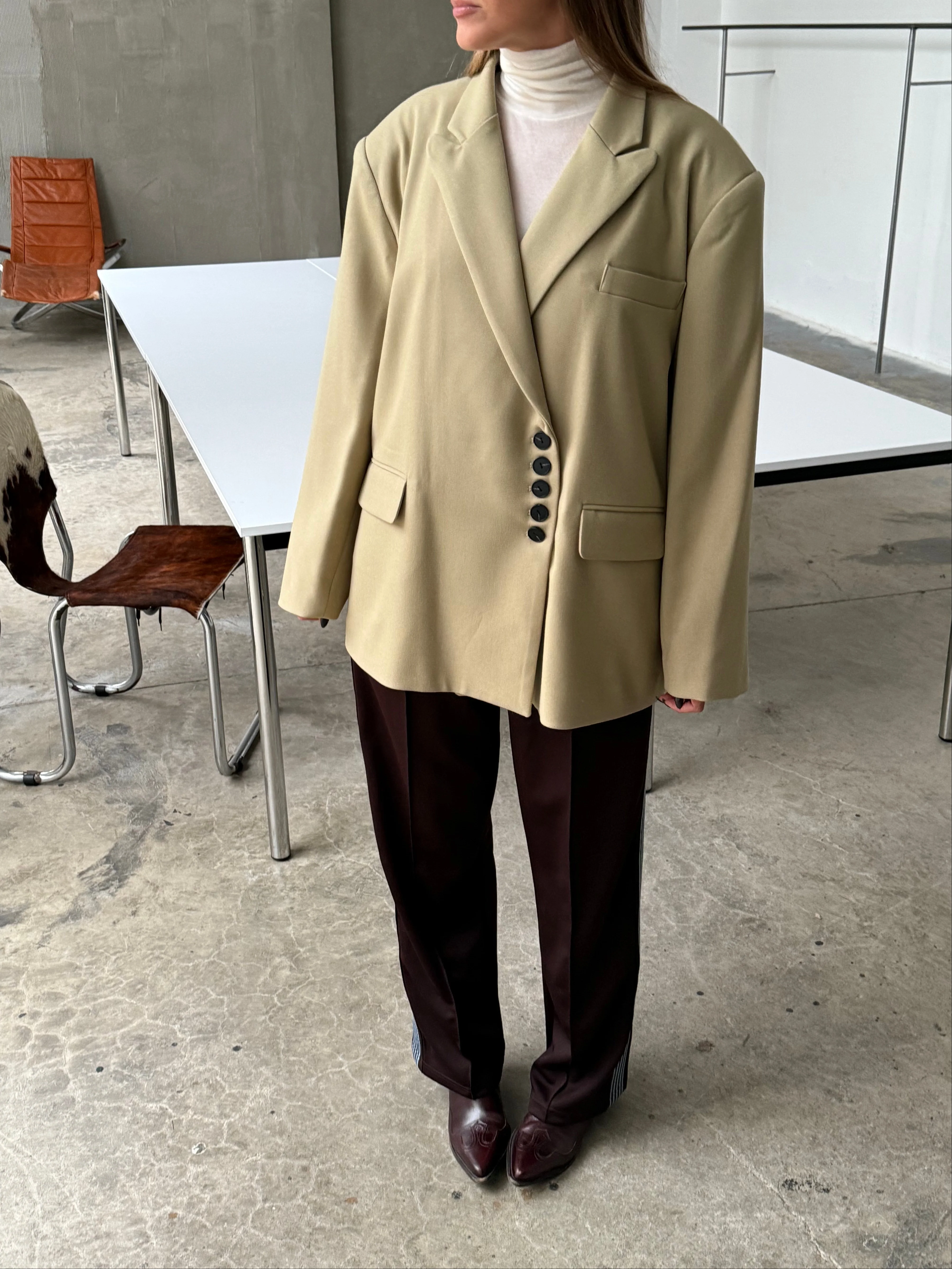 Oversized Multi Button Blazer Camel - Image 9