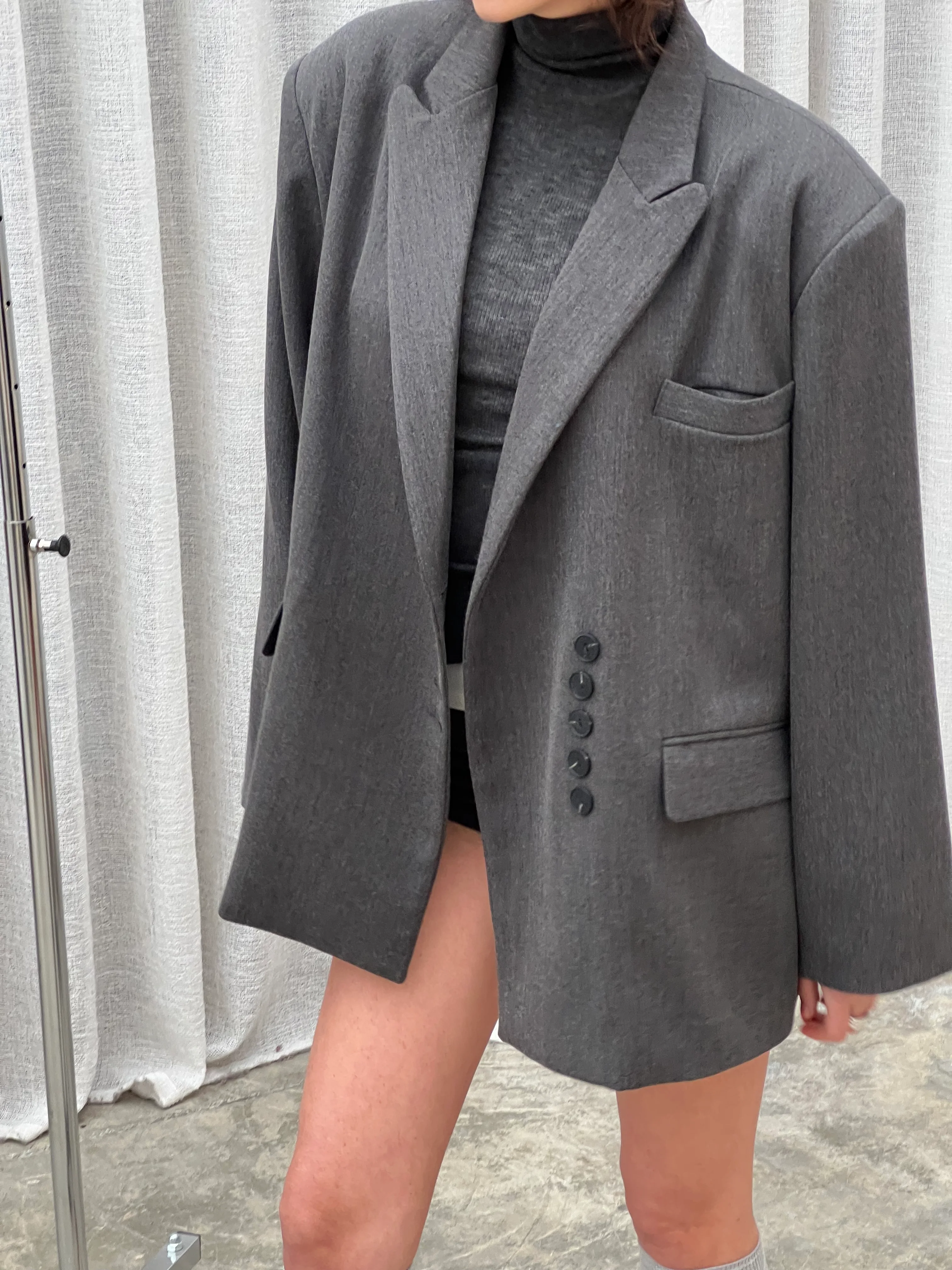 Oversized Multi Button Blazer Charcoal - Image 10