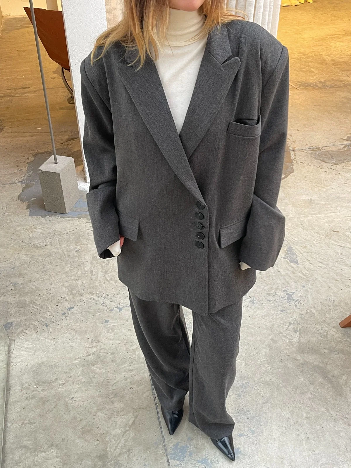 Oversized Multi Button Blazer Charcoal - Image 12