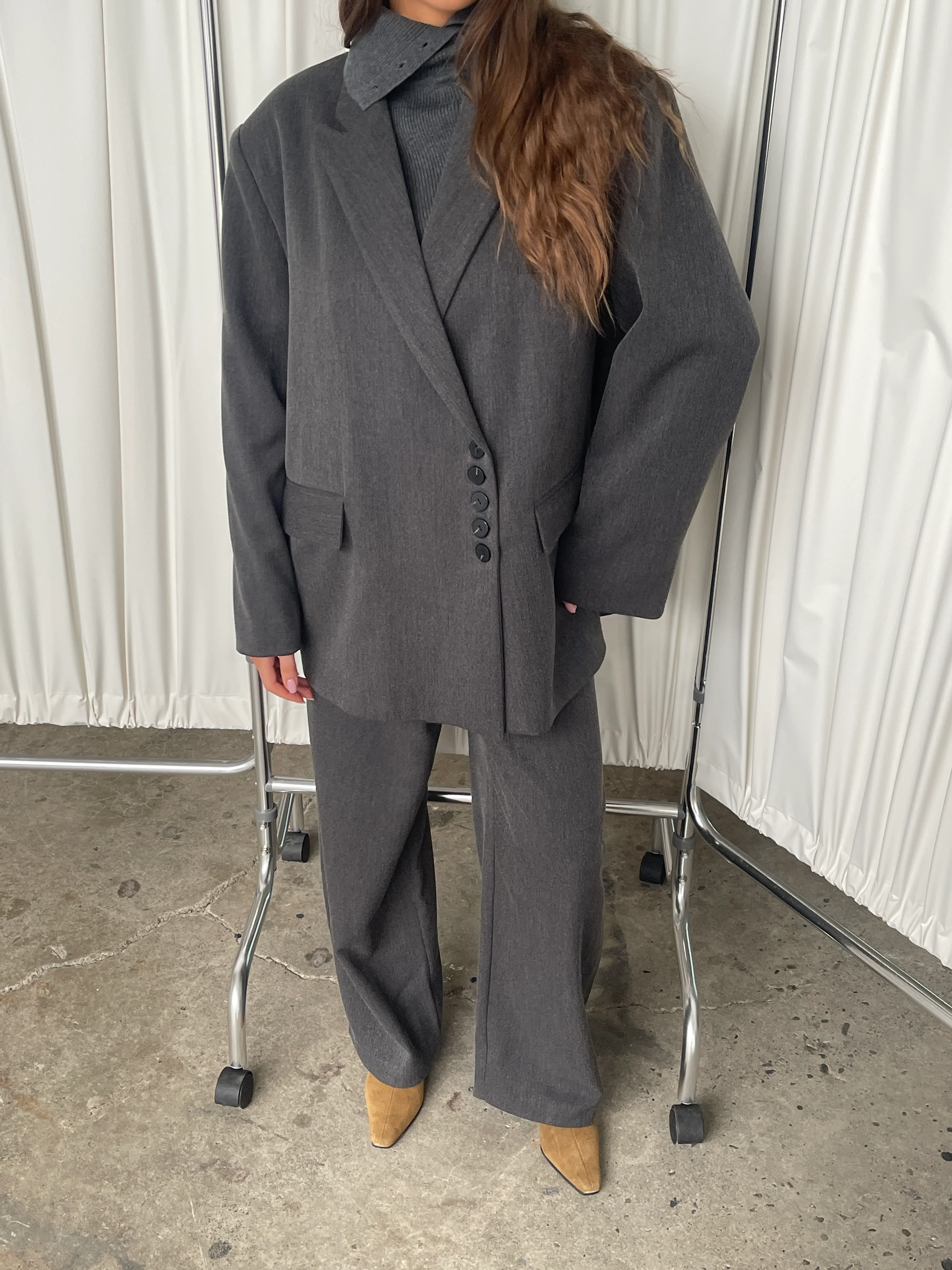 Oversized Multi Button Blazer Charcoal - Image 7