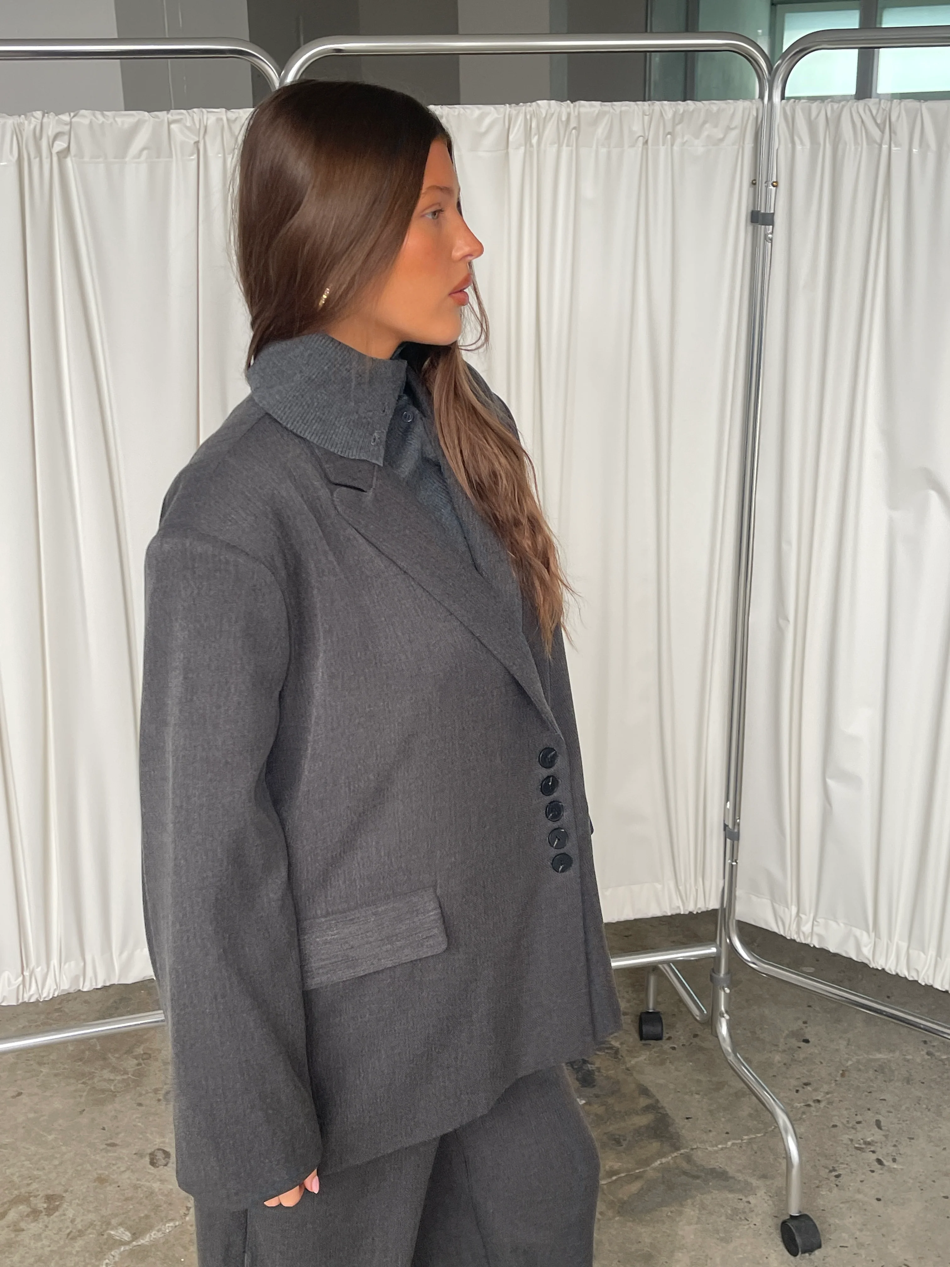 Oversized Multi Button Blazer Charcoal - Image 8