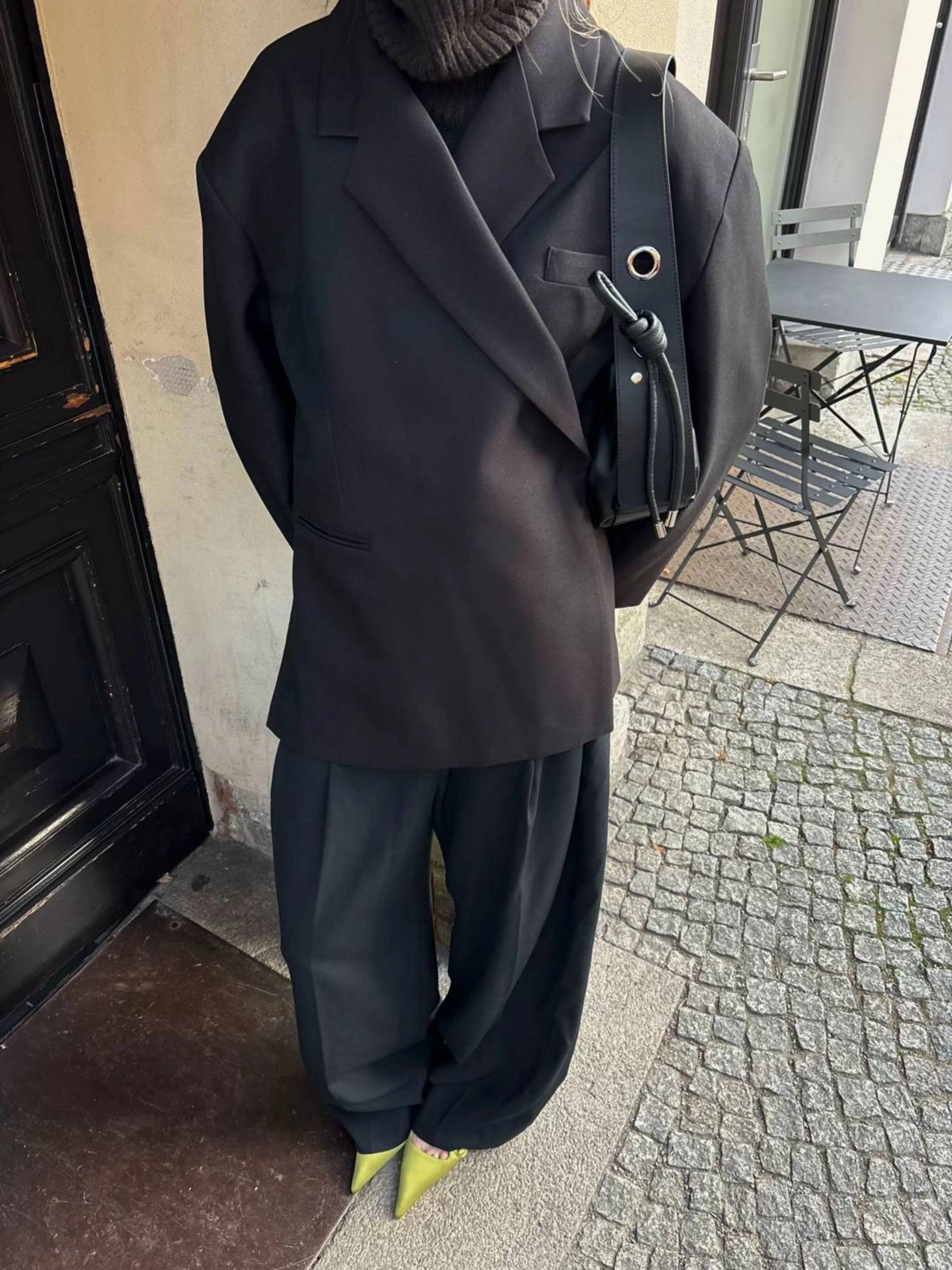 Oversized Side Slit Blazer Black - Image 10
