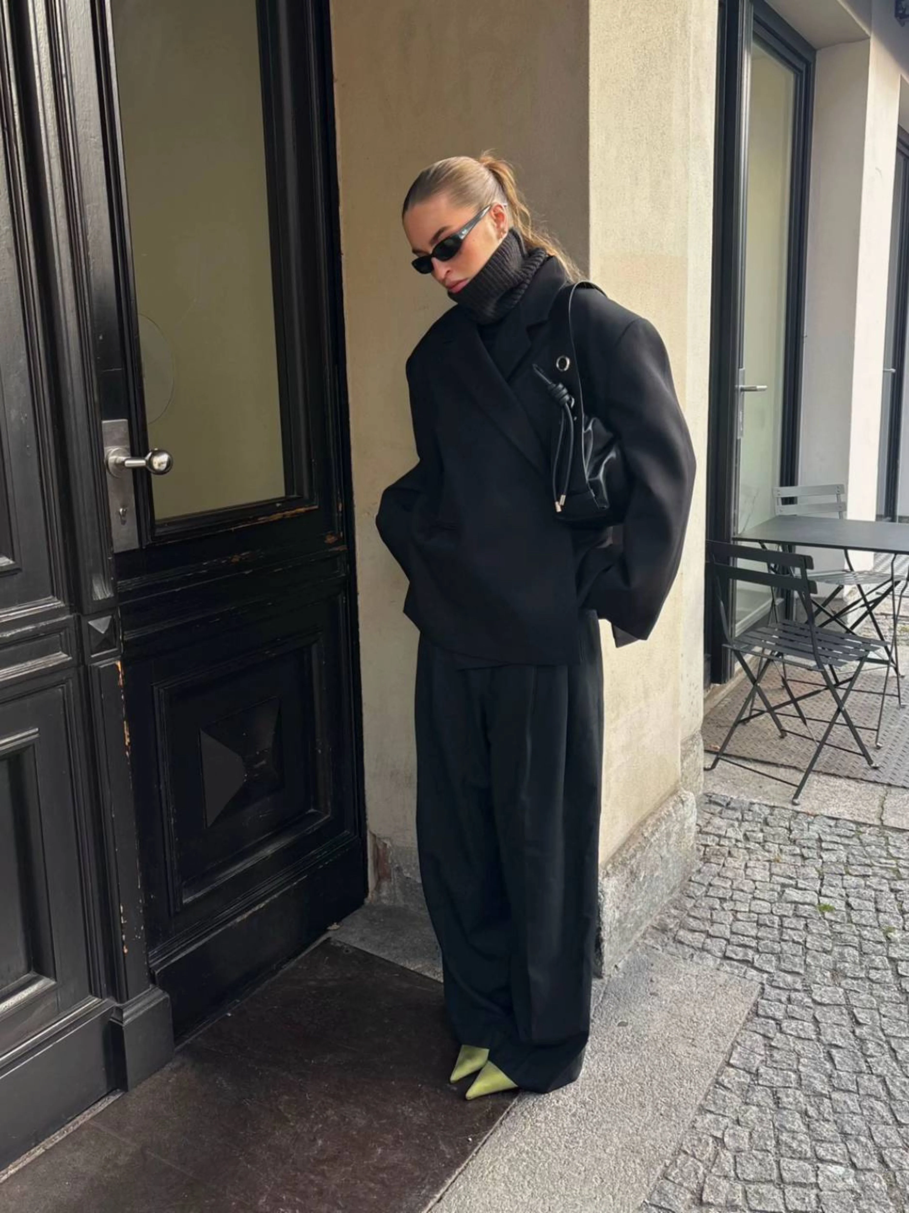Oversized Side Slit Blazer Black - Image 11