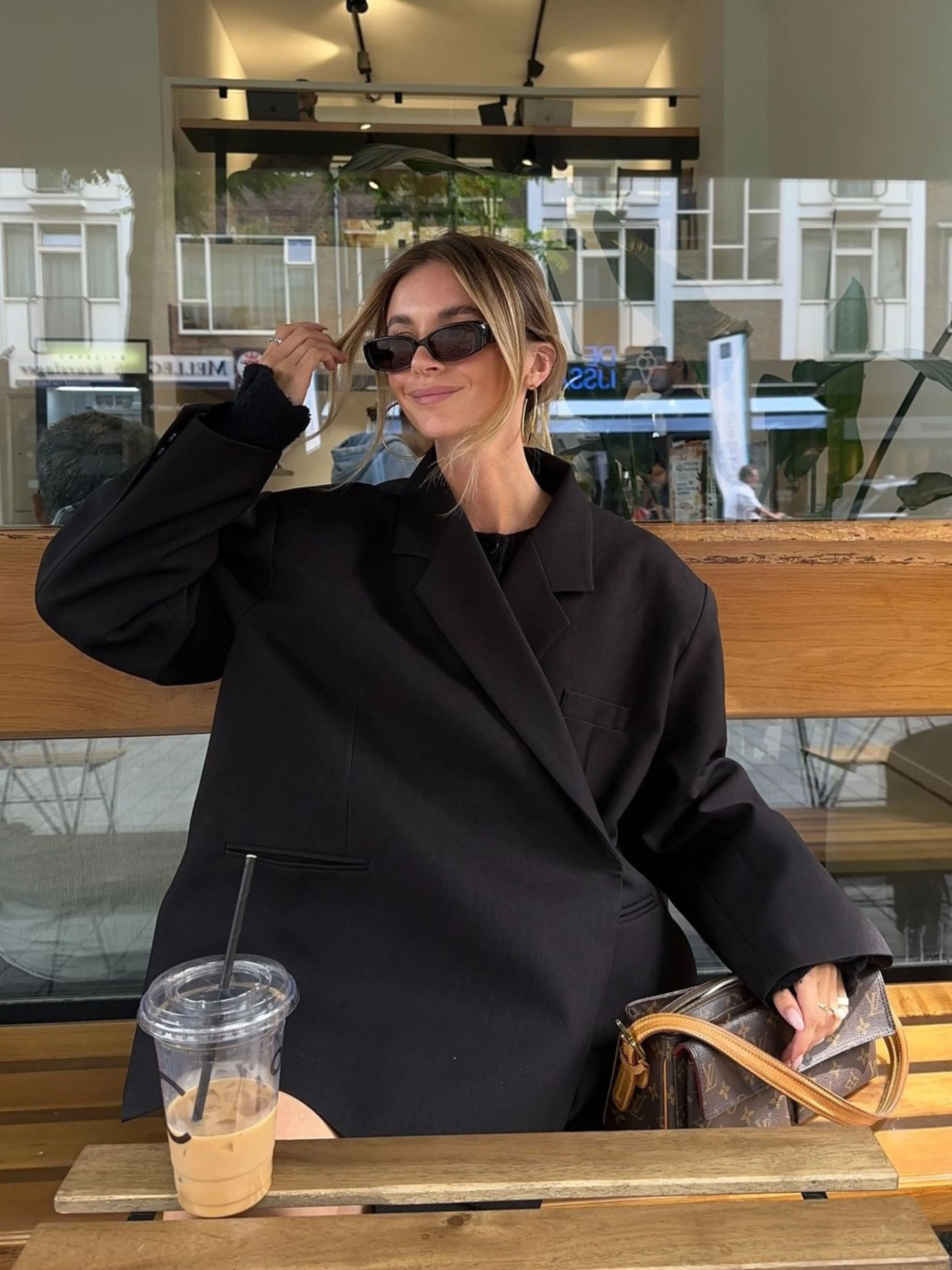 Oversized Side Slit Blazer Black - Image 13