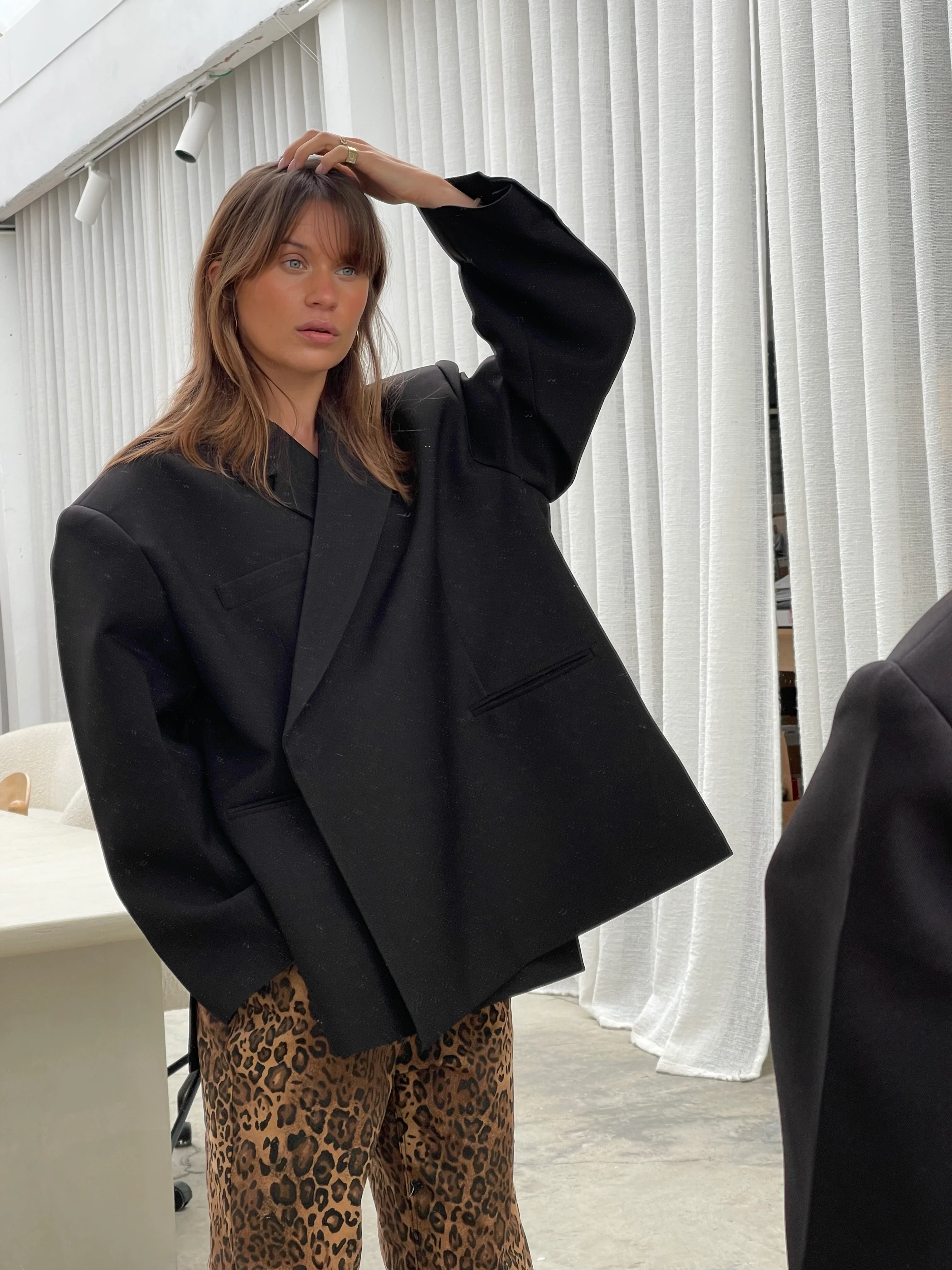 Oversized Side Slit Blazer Black - Image 14