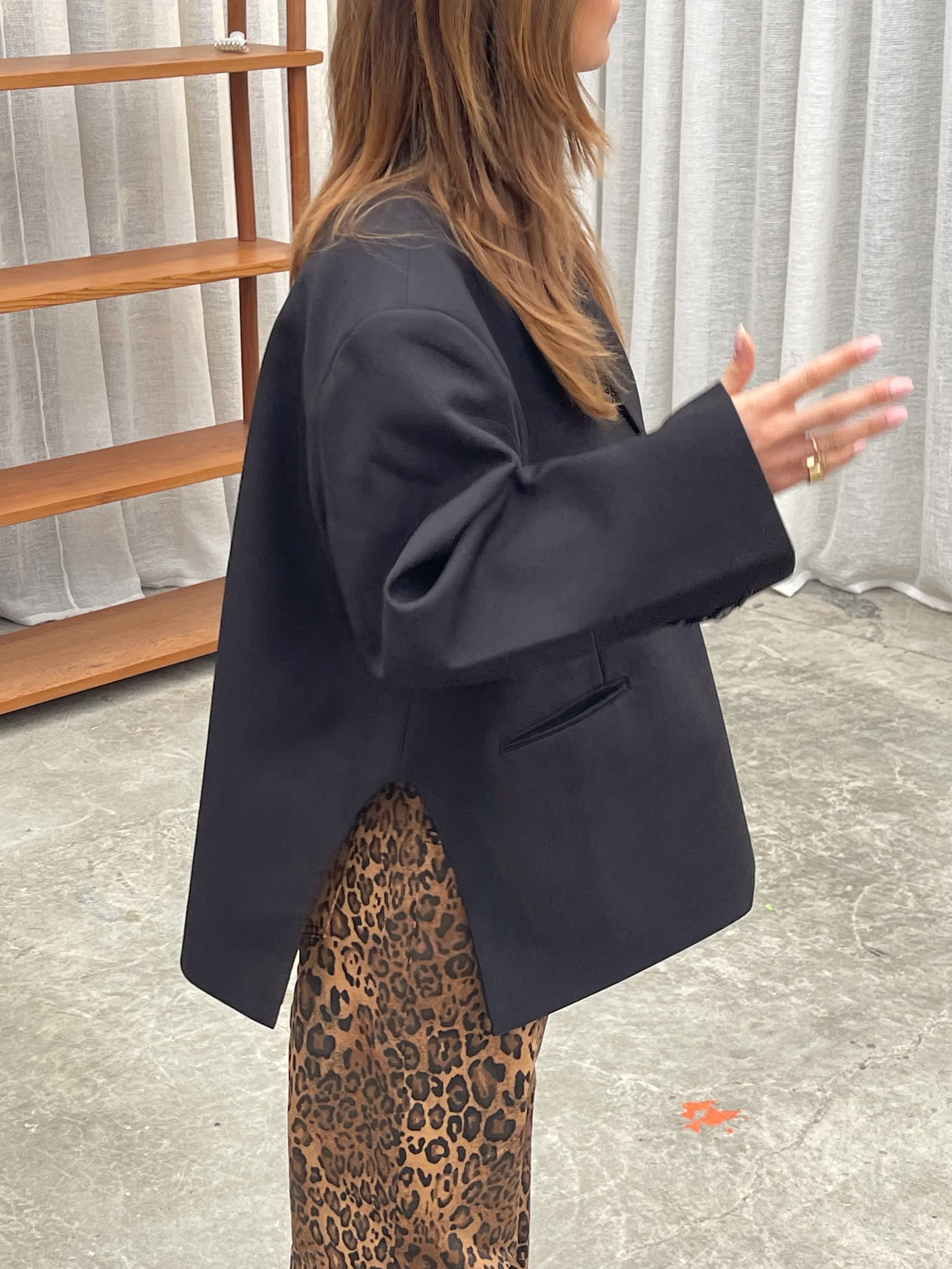Oversized Side Slit Blazer Black - Image 20