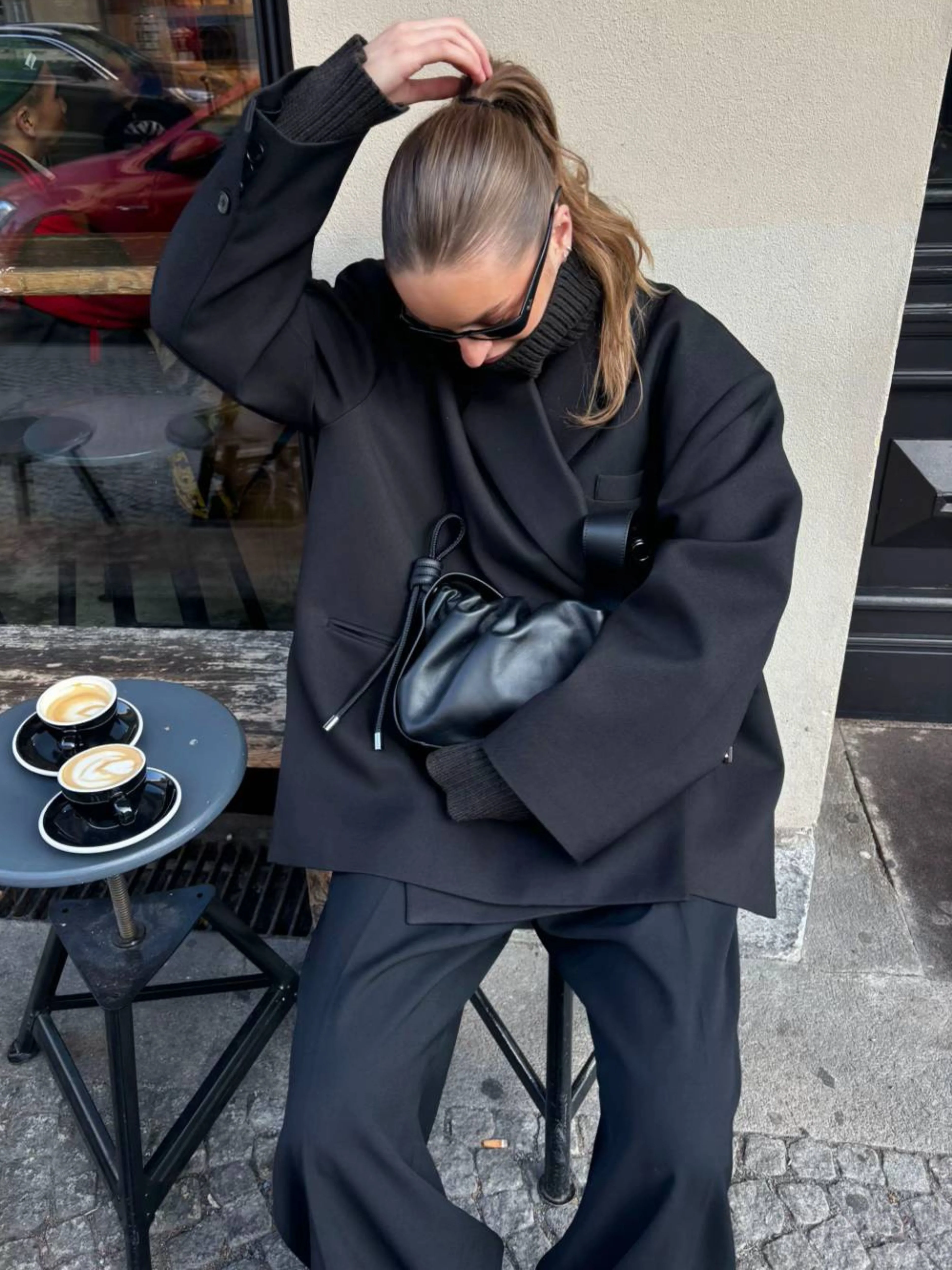 Oversized Side Slit Blazer Black - Image 3