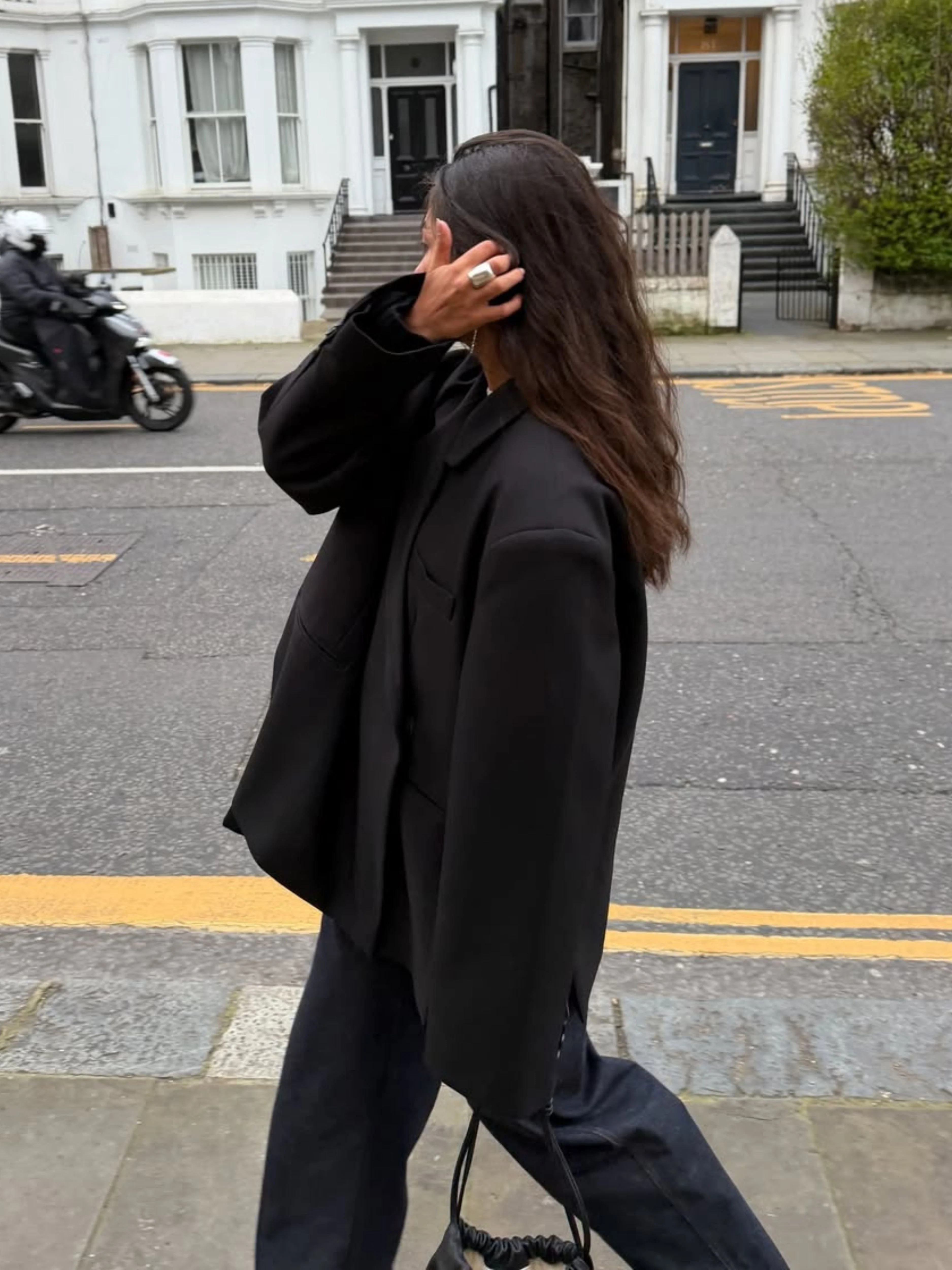 Oversized Side Slit Blazer Black - Image 6