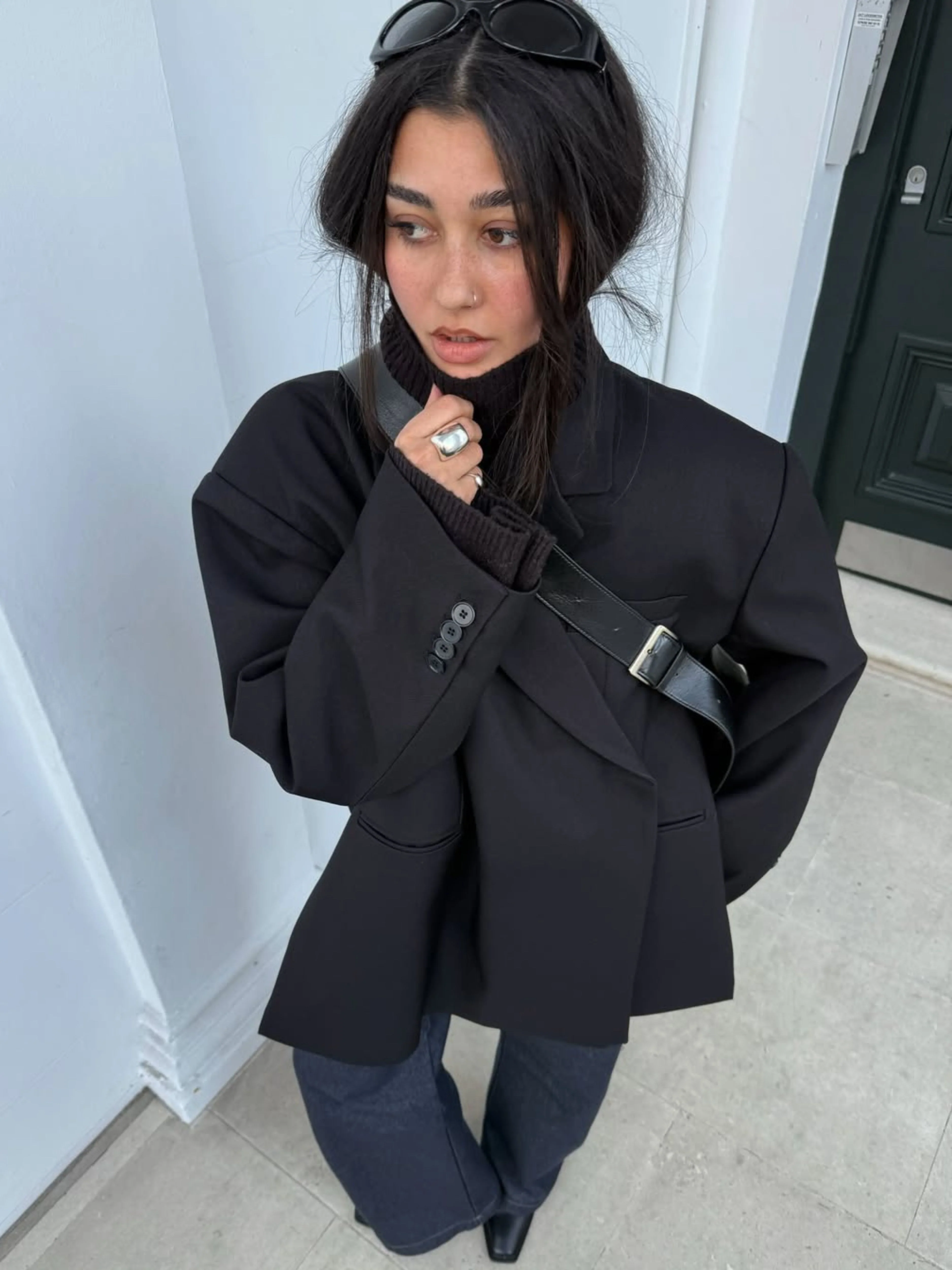 Oversized Side Slit Blazer Black - Image 8