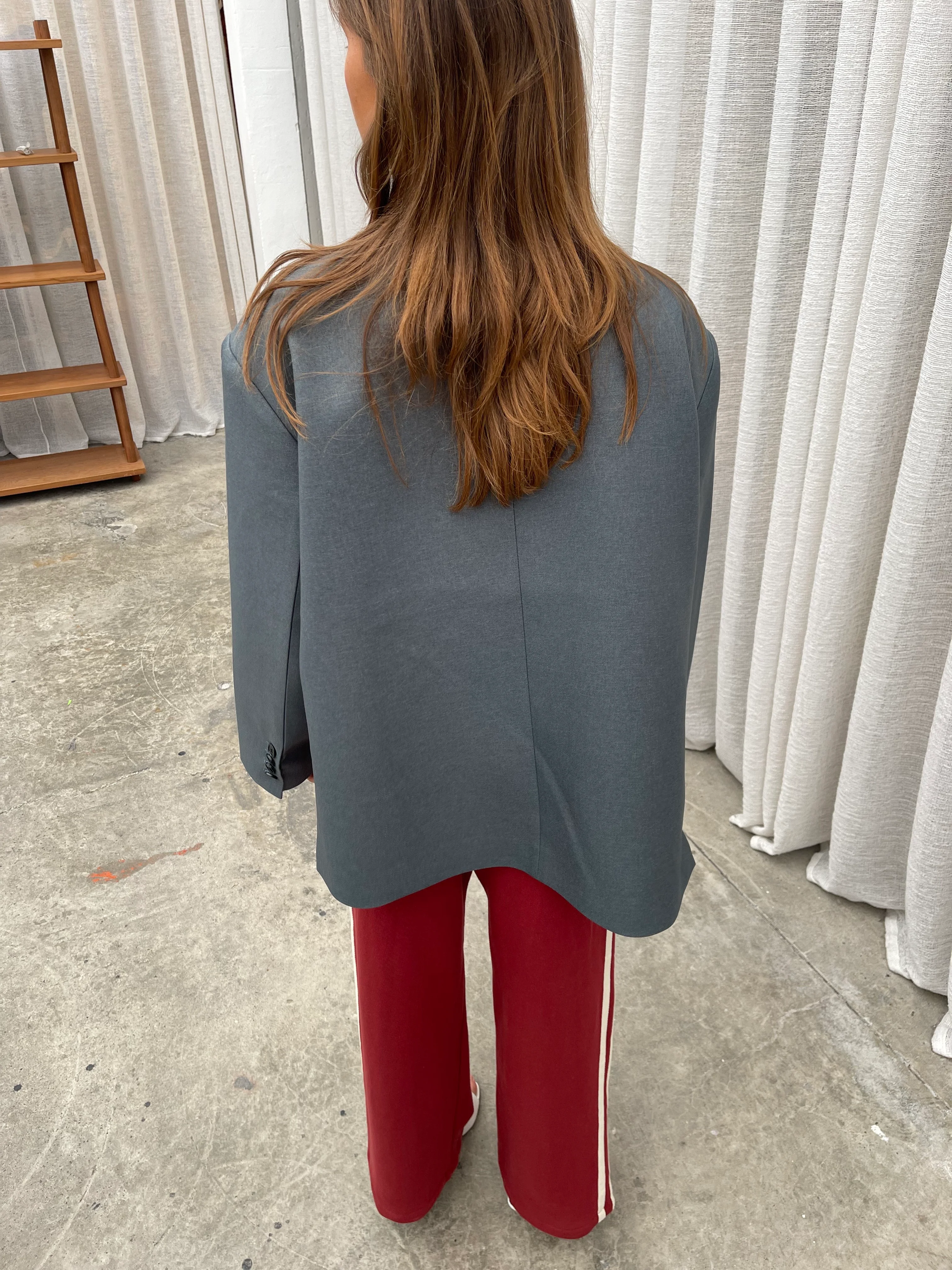 Oversized Side Slit Blazer Steel Blue - Image 15