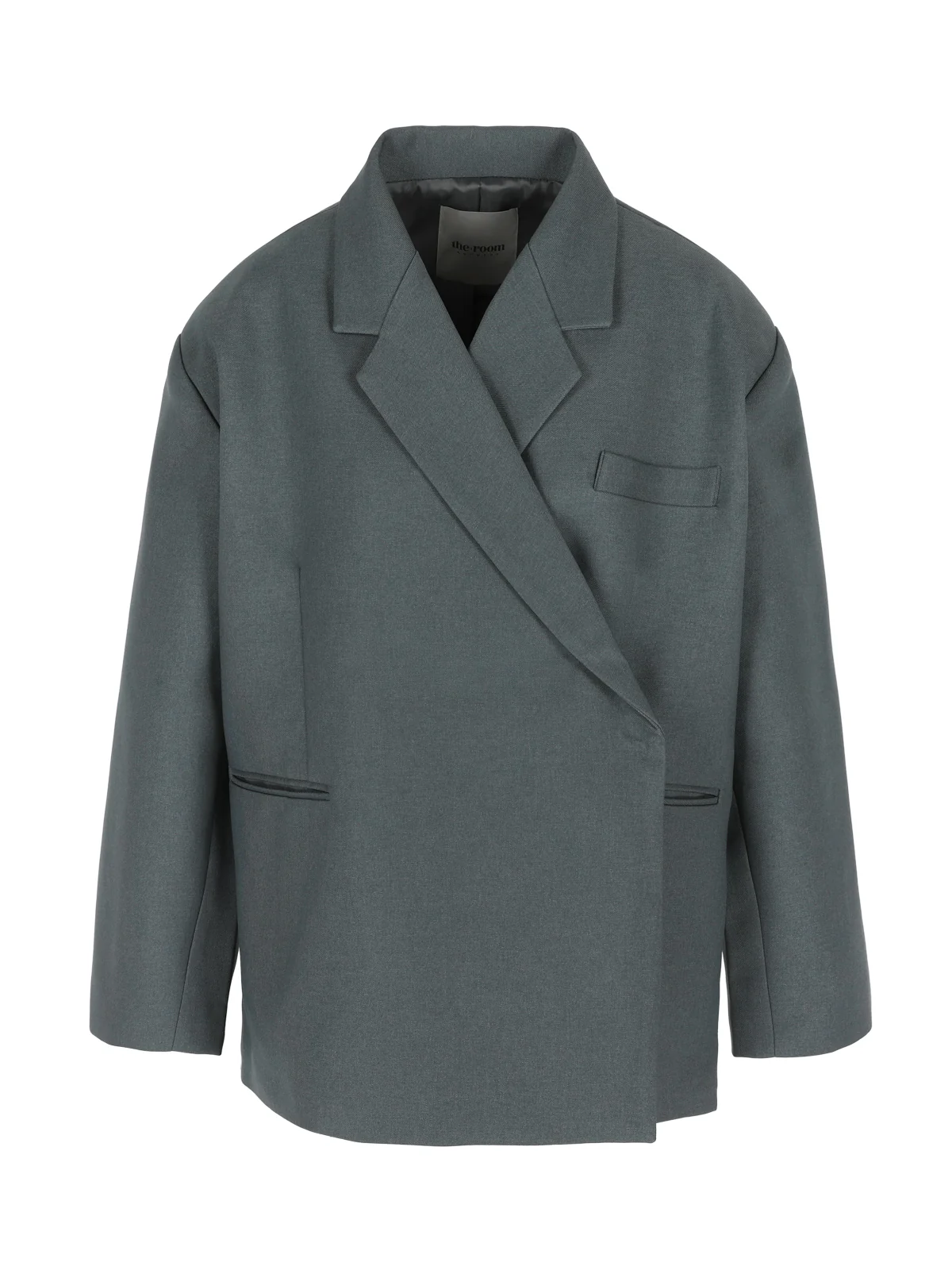 Oversized Side Slit Blazer Steel Blue - Image 19